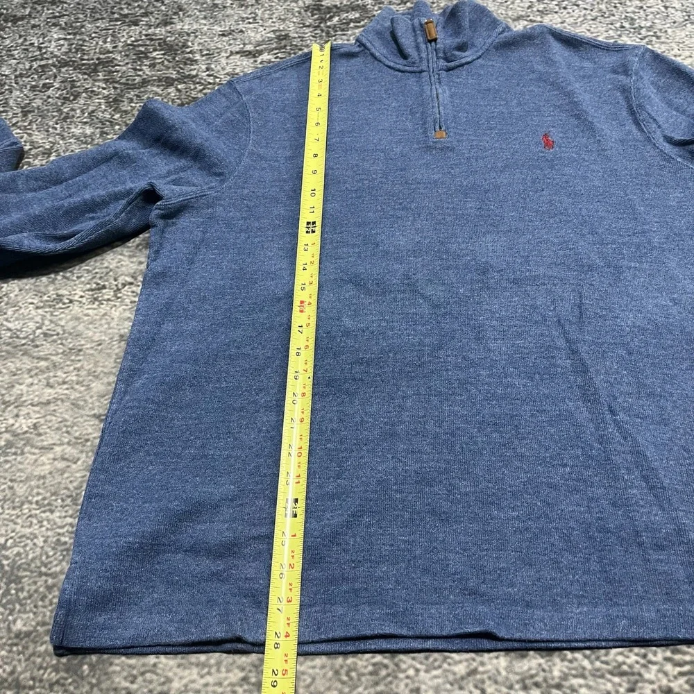 Polo Ralph Lauren‎ 1/4 Zip Pullover Sweater Mens XL Blue Small Pony Cotton